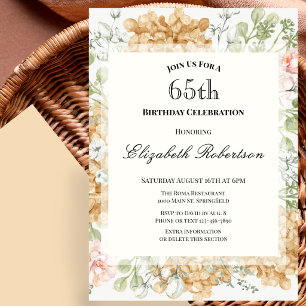 65th Birthday Invitation in Elegant Autumn Colors