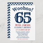 65th Birthday Invitation Mens Navy Blue<br><div class="desc">A funny and striking 65th birthday invitation for a husband,  friend,  father or grandad.</div>