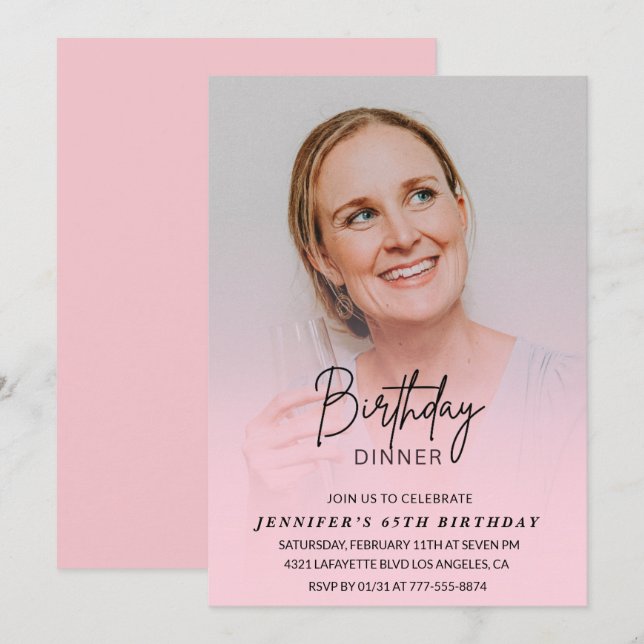 65th birthday invitations Birthday Dinner Photo (Front/Back)