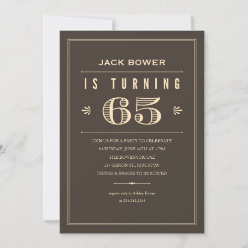 65th Birthday Invitations for Men