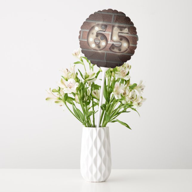 65th Birthday Marquee Lights On Brick Balloon (Vase)