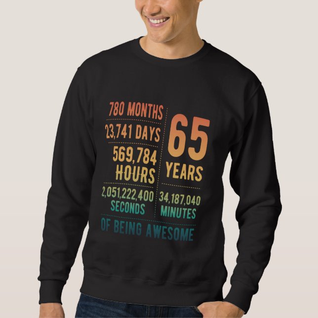 65th Birthday Men Women Funny 65 Years Old Sweatshirt (Front)