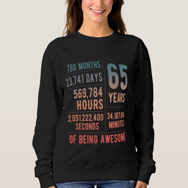65th Birthday Men Women Funny 65 Years Old Sweatshirt (Front)