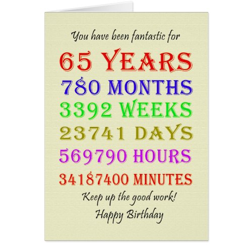 65th Birthday Milestones