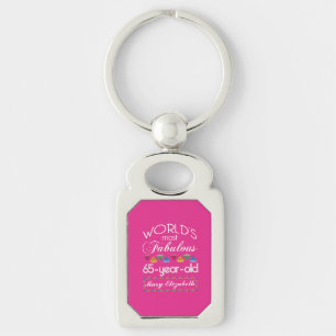 65th Birthday Most Fabulous Colorful Gems Pink Keychain