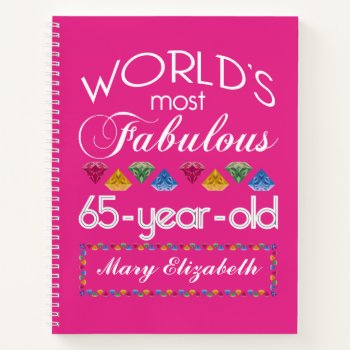 65th Birthday Most Fabulous Colorful Gems Pink Notebook by BCMonogramMe at Zazzle