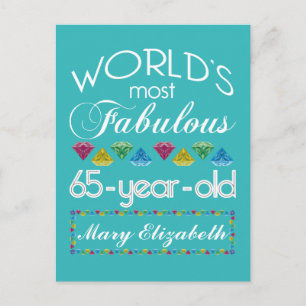 65th Birthday Most Fabulous Colorful Gems Turquois Postcard