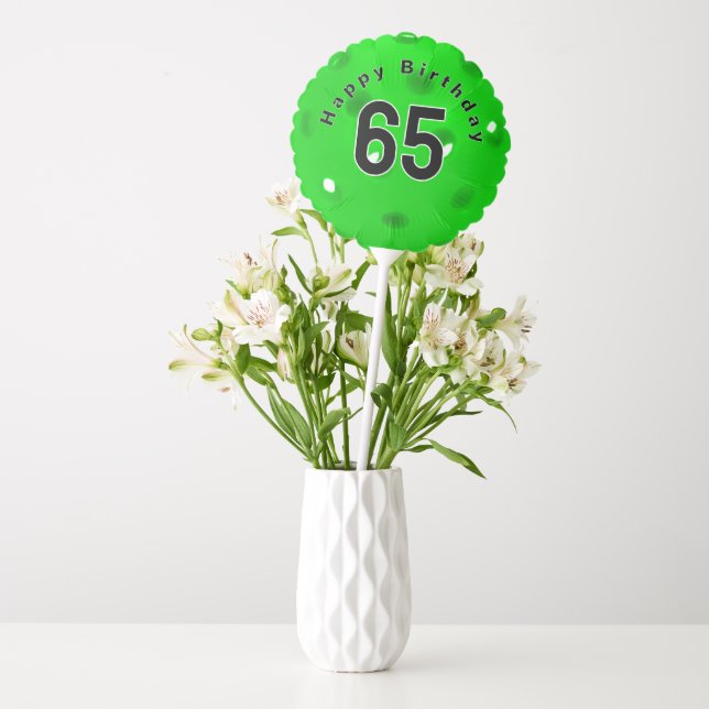 65th Birthday Neon Green Pickleball Balloon (Vase)