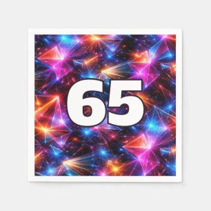 65th Birthday Neon Polygon Abstract  Napkins
