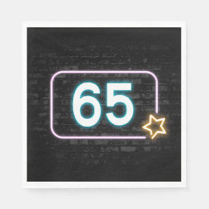 65th Birthday Neon Sign On Brick  Napkins
