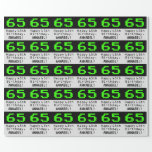 [ Thumbnail: 65th Birthday - Nerdy / Geeky Style "65" and Name Wrapping Paper ]