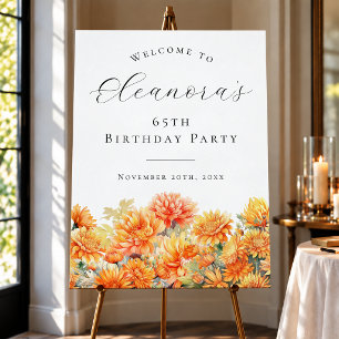 65th Birthday November Birth Month Flower Welcome Foam Board