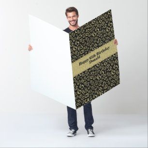 65th Birthday Number Pattern Black/Gold Jumbo Card