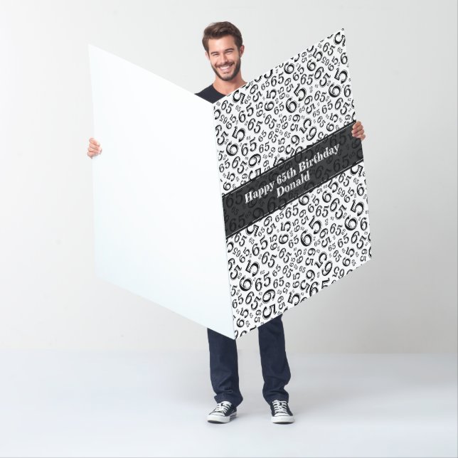 65th Birthday Number Pattern Black/White Jumbo Card (In Situ)