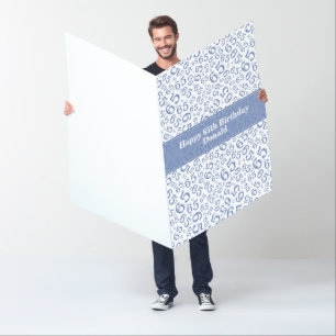 65th Birthday Number Pattern Blue/White Jumbo Card
