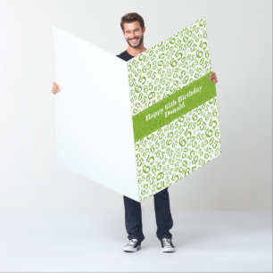 65th Birthday Number Pattern Green/White Jumbo Card