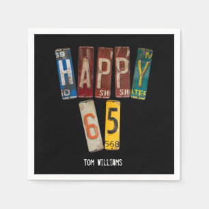 65th Birthday old license plate collection Napkins