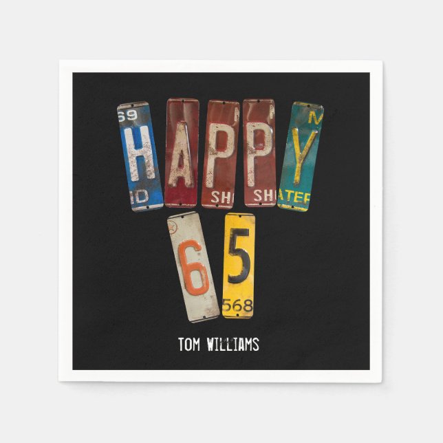65th Birthday old license plate collection Napkins (Front)