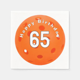 65th Birthday Orange Pickleball Napkins