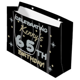 65th Birthday Party Add Your Name Large Gift Bag