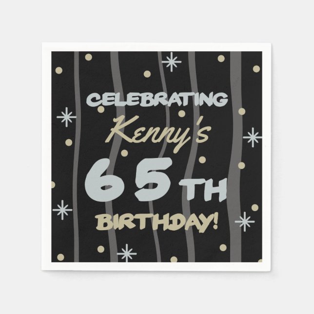 65th Birthday Party Add Your Name Napkins (Front)