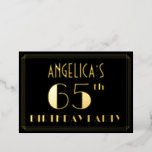 [ Thumbnail: 65th Birthday Party: Art Deco Look “65”, W/ Name Invitation ]