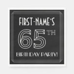 [ Thumbnail: 65th Birthday Party: Art Deco Style + Custom Name Napkins ]
