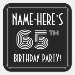 [ Thumbnail: 65th Birthday Party: Art Deco Style & Custom Name Sticker ]