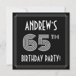 [ Thumbnail: 65th Birthday Party: Art Deco Style W/ Custom Name Invitation ]