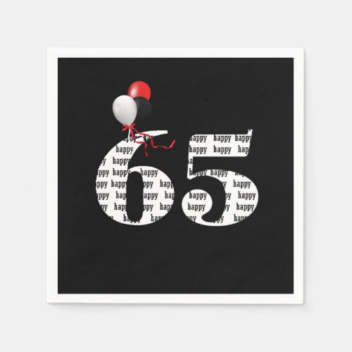 65th Birthday party balloons Napkins