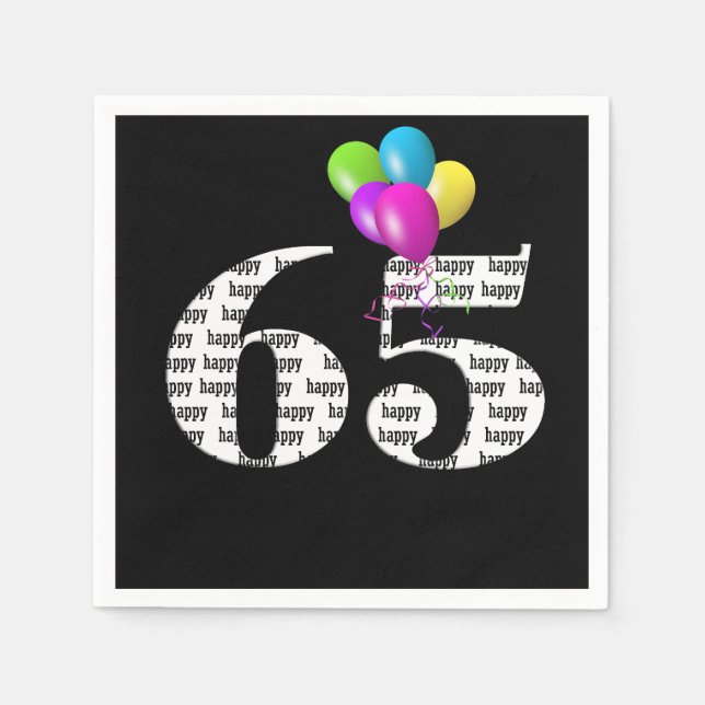 65th birthday party balloons napkins (Front)