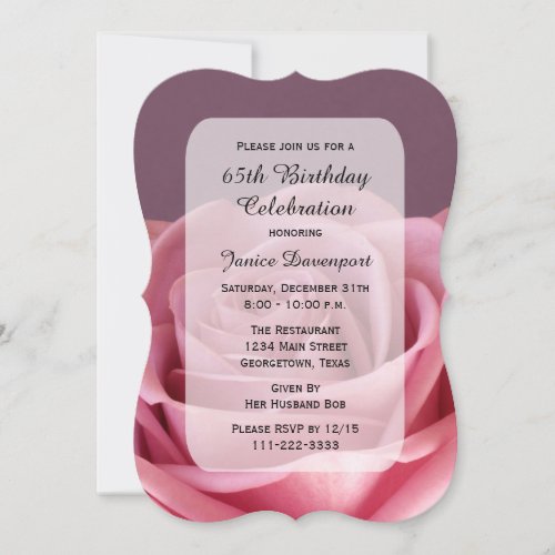 65th Birthday Party Breathtaking Rose Invitation