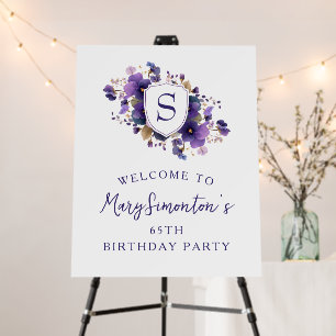 65th Birthday Party Custom Monogram Welcome Foam Board