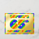 [ Thumbnail: 65th Birthday Party — Fun, Rainbow Spectrum “65” Invitation ]