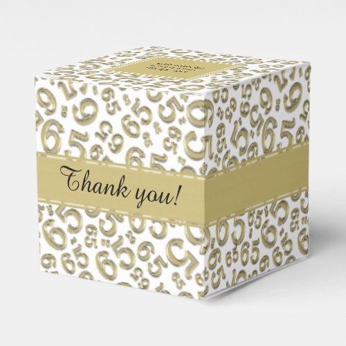 65th Birthday Party GoldWhite Number pattern Favor Boxes