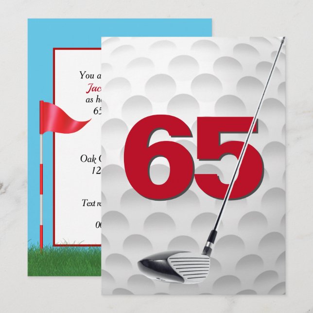 65th Birthday Party Golf Theme Invitation (Front/Back)