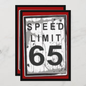 65th Birthday Party Grungy Speed Limit Sign Invitation (Front/Back)
