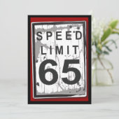 65th Birthday Party Grungy Speed Limit Sign Invitation (Standing Front)