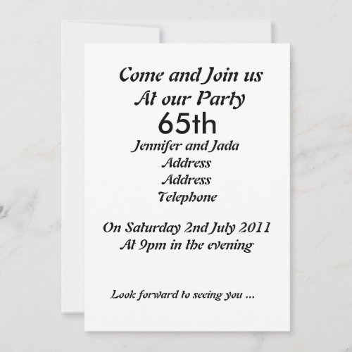 65th Birthday Party Invitation
