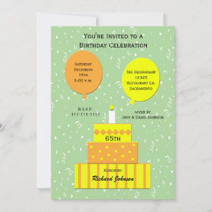65th Birthday Party Invitation Fun 65th Cake