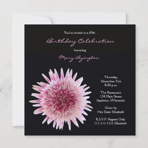 65th Birthday Party Invitation Gorgeous Gerbera