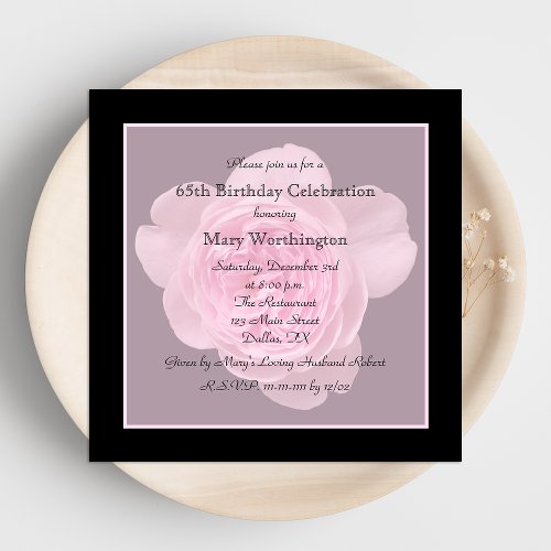 65th Birthday Party Invitation Rose for 65th