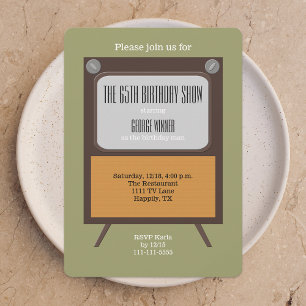 65th Birthday Party Invitation Vintage TV