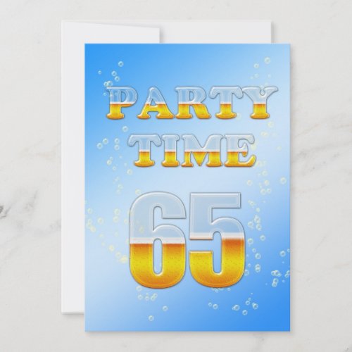 65th birthday party invitation with beer
