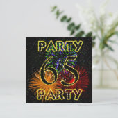 65th birthday party invitation with fireworks (Standing Front)
