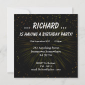 65th birthday party invitation with fireworks (Back)
