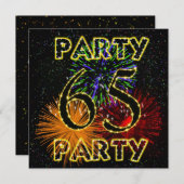 65th birthday party invitation with fireworks (Front/Back)