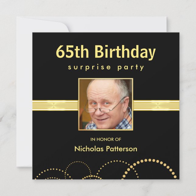 65th Birthday Party Invitations - Custom Photo (Front)