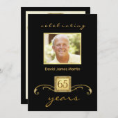 65th Birthday Party Invitations - Formal Monogram (Front/Back)