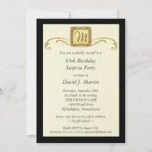 65th Birthday Party Invitations - Formal Monogram (Back)